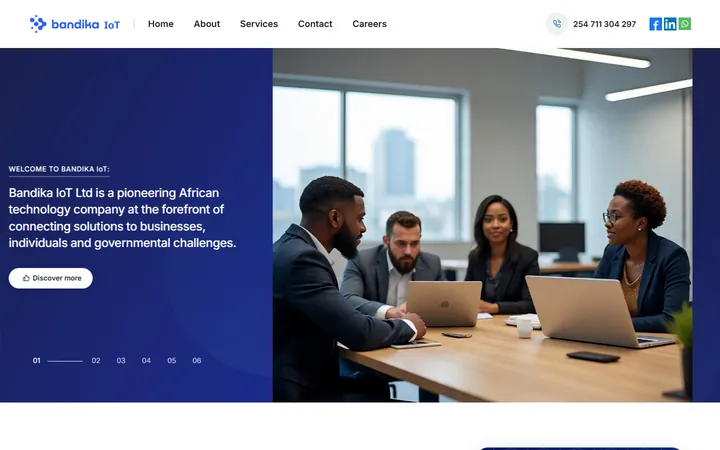 Bandika IoT website, designed and built by Plentier Systems