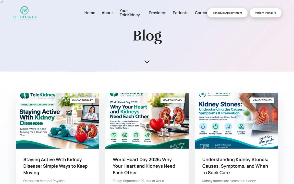 Telekidney blog, managed in Wagtail